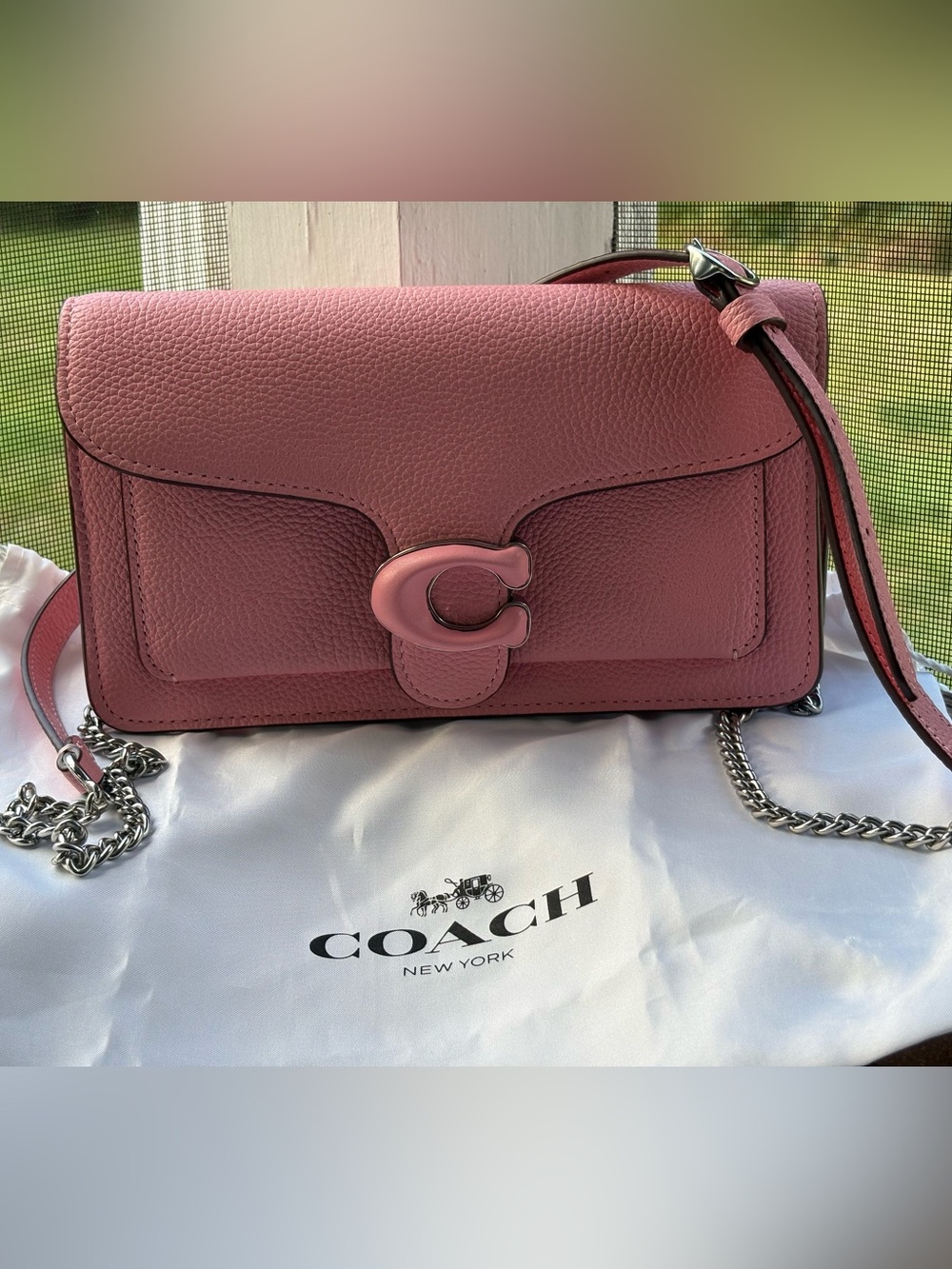 Coach Tabby Pink Leather Crossbody with Chain & Coach Dust-bag NWOT